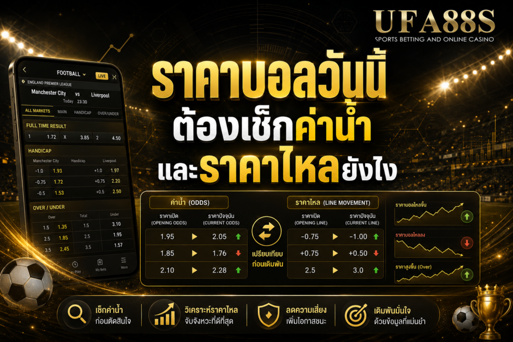 ราคาบอลวันนี้ต้องเช็กค่าน้ำและราคาไหลยังไง