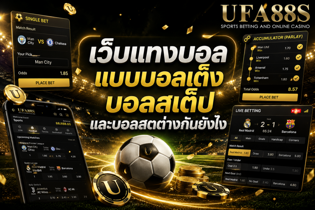 เว็บแทงบอลแบบบอลเต็ง บอลสเต็ป และบอลสดต่างกันยังไง