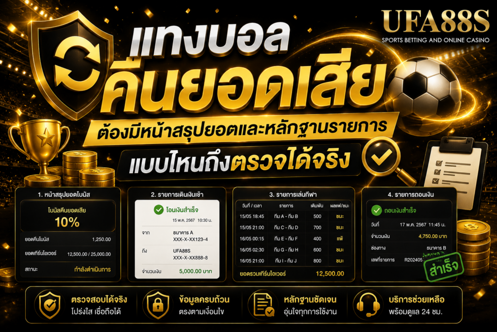 แทงบอลคืนยอดเสียต้องมีหน้าสรุปยอดและหลักฐานรายการแบบไหนถึงตรวจได้จริง
