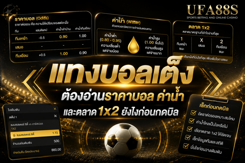 แทงบอลเต็งต้องอ่านราคาบอล ค่าน้ำ และตลาด 1x2 ยังไงก่อนกดบิล