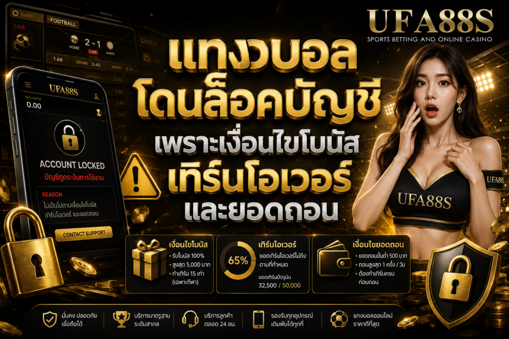 แทงบอลโดนล็อคบัญชีเพราะเงื่อนไขโบนัส เทิร์นโอเวอร์ และยอดถอน