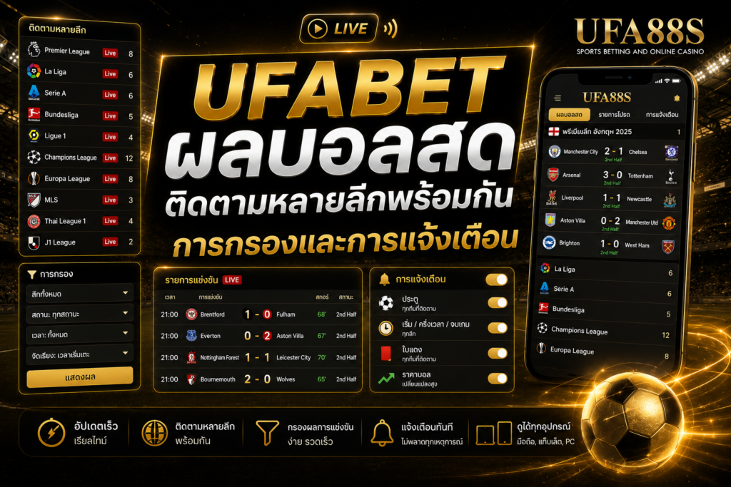 UFABETผลบอลสด ติดตามหลายลีกพร้อมกัน การกรองและการแจ้งเตือน