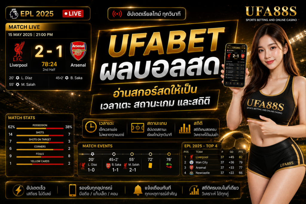 UFABETผลบอลสด อ่านสกอร์สดให้เป็น เวลาเตะ สถานะเกม และสถิติ