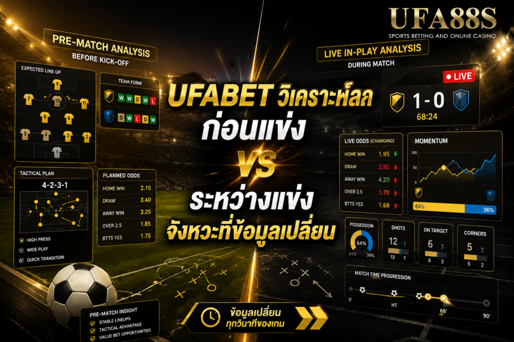 UFABETวิเคราะห์บอล ก่อนแข่ง vs ระหว่างแข่ง จังหวะที่ข้อมูลเปลี่ยน