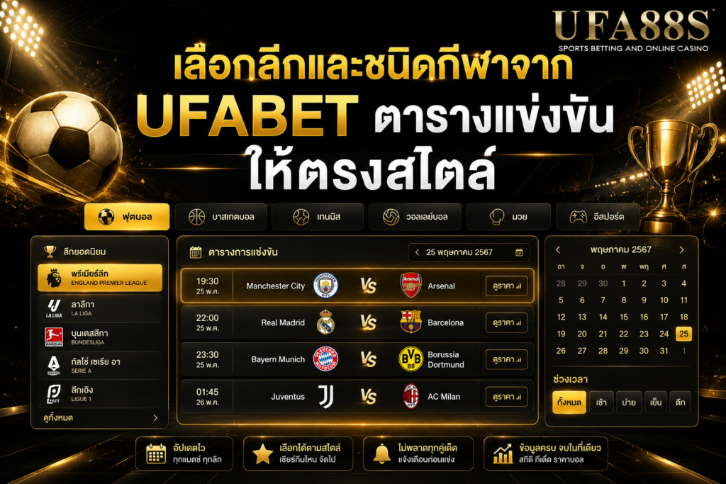 เลือกลีกและชนิดกีฬาจาก UFABETตารางแข่งขัน ให้ตรงสไตล์