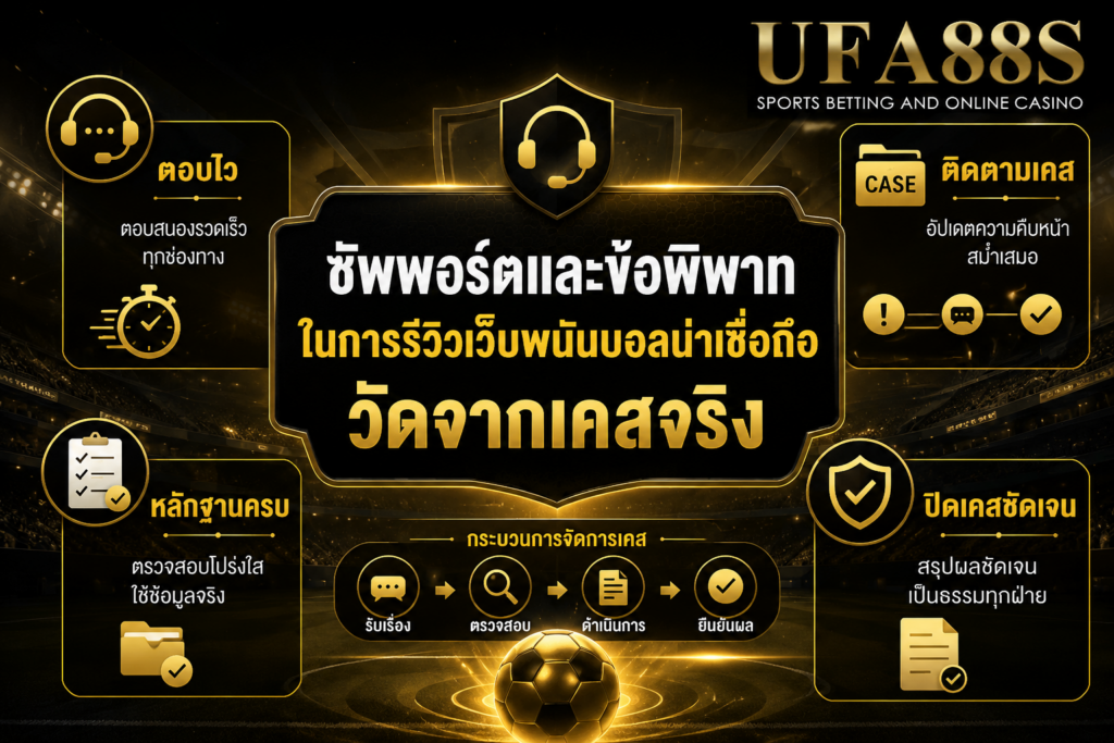 ซัพพอร์ตและข้อพิพาท ในการรีวิวเว็บพนันบอลน่าเชื่อถือ วัดจากเคสจริง