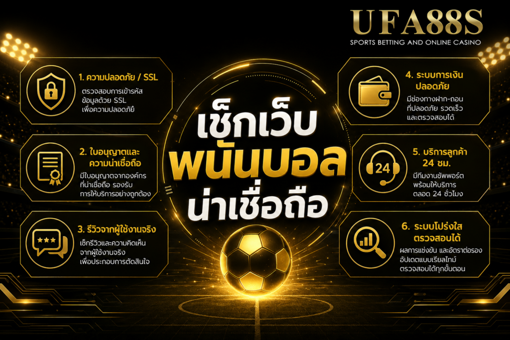 เช็กเว็บพนันบอลน่าเชื่อถือ ดูระบบ ฝากถอน และช่องทางติดต่อให้ครบ