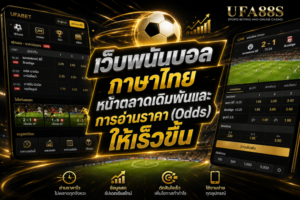 เว็บพนันบอล​ภาษาไทยหน้าตลาดเดิมพันและการอ่านราคา (Odds) ให้เร็วขึ้น